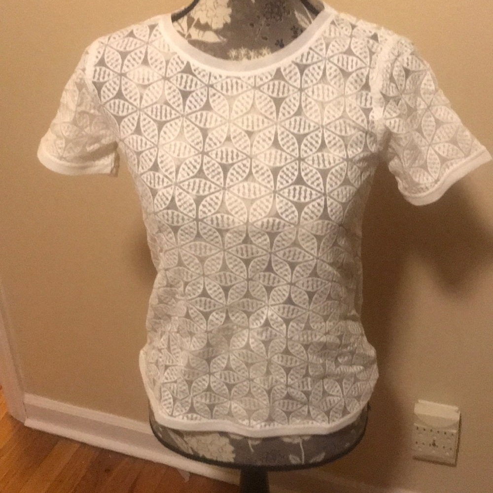 EUC Petite Ann Taylor LOFT White Floral Shirt A1